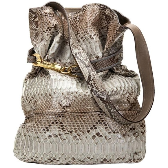 Chloe Handbags - Chloe - Joan Bucket Bag Taupe Python Leather AUTHENTIC Rare 2000 Vintage